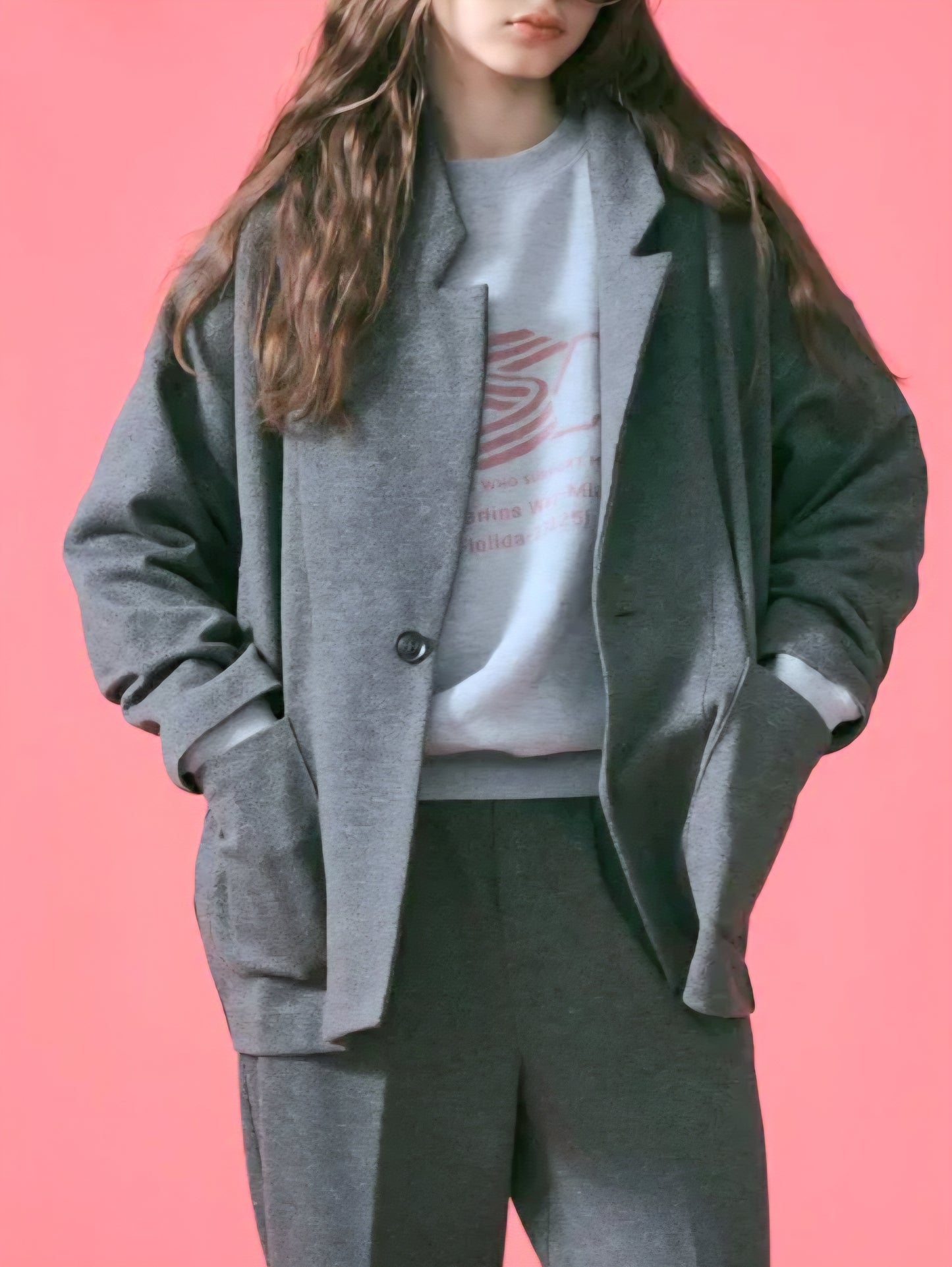 LE MELANGE　ウールコットンジャージコクーンテーラードジャケット