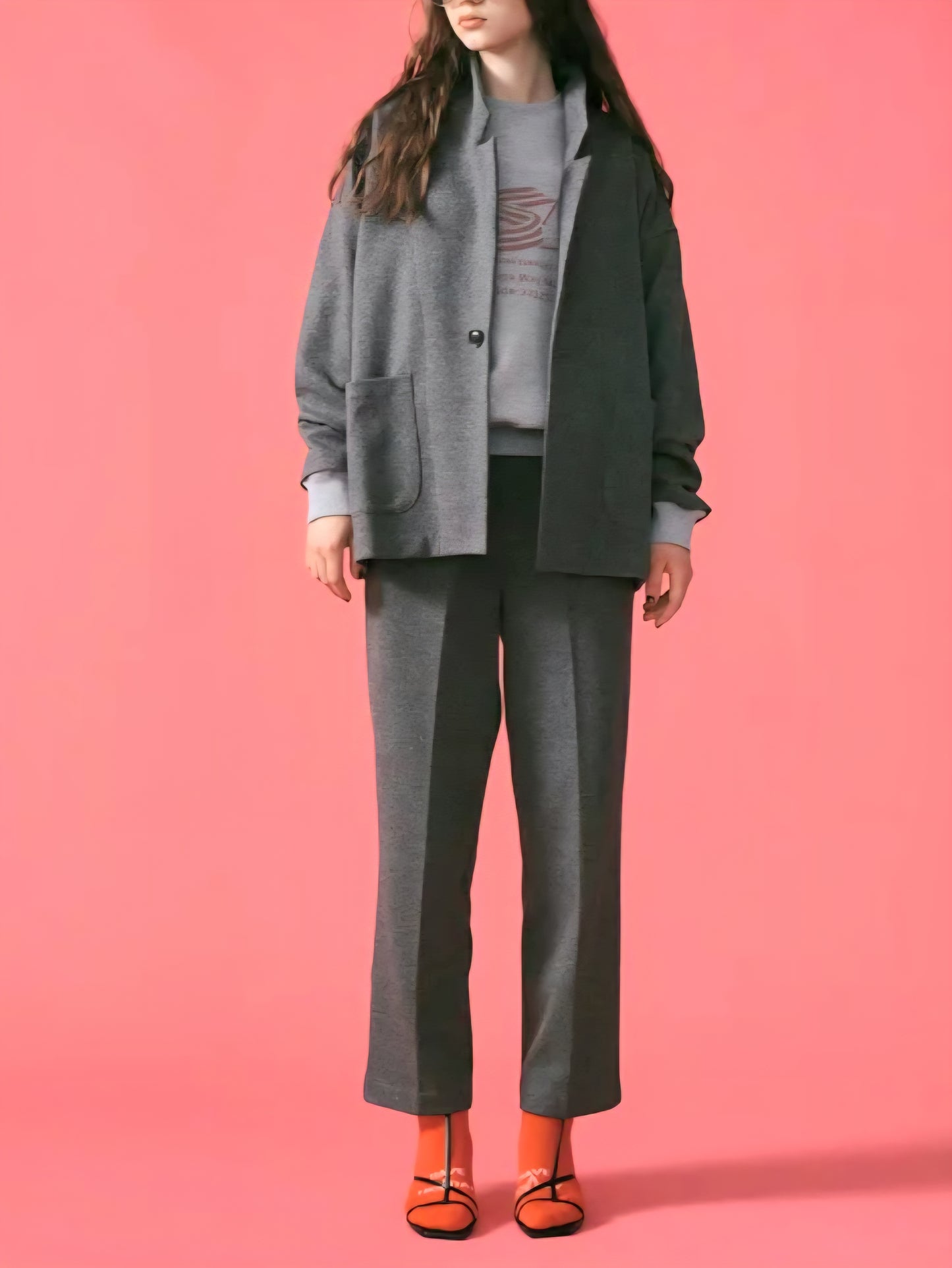 LE MELANGE　ウールコットンジャージコクーンテーラードジャケット