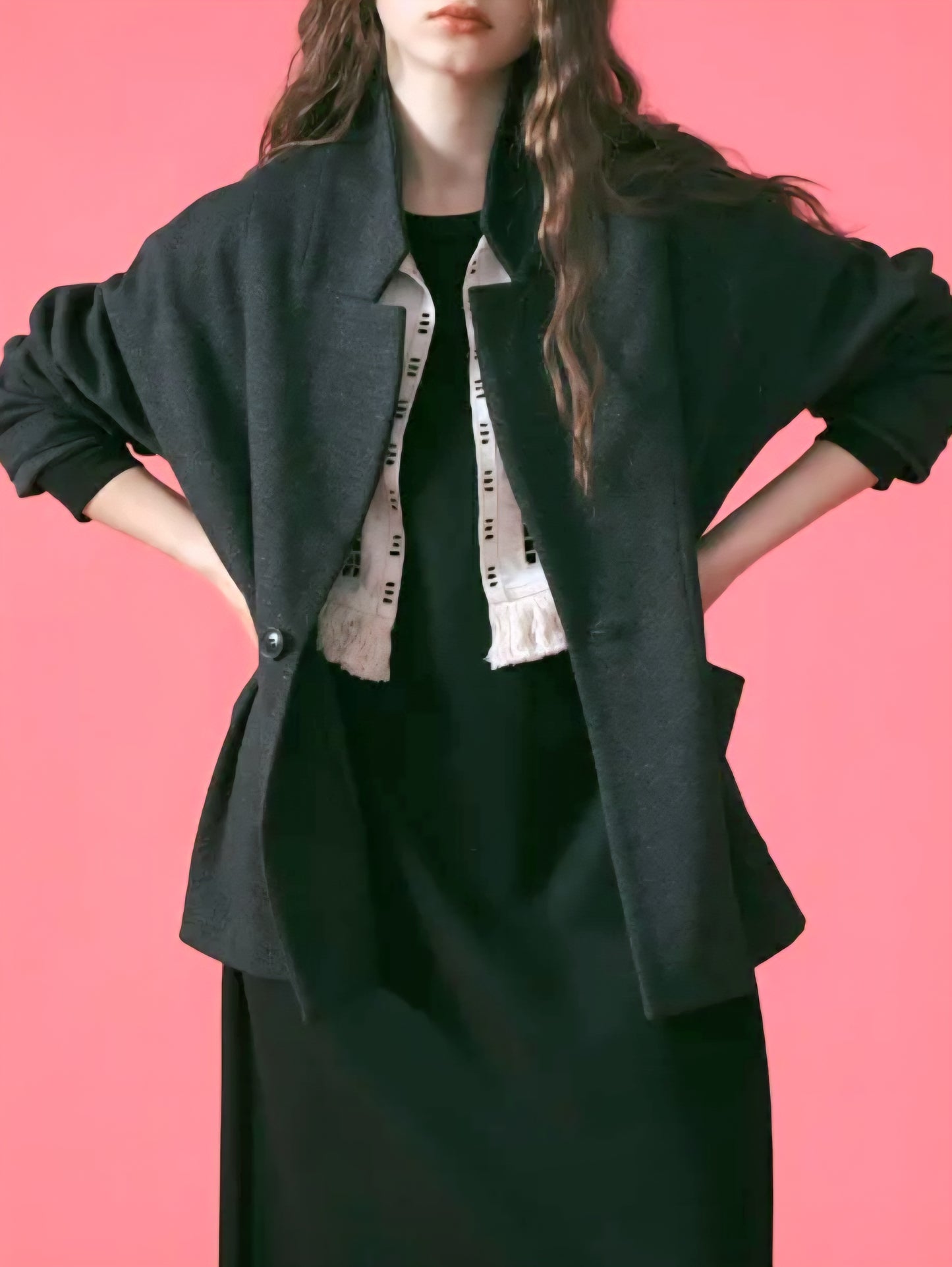 LE MELANGE　ウールコットンジャージコクーンテーラードジャケット