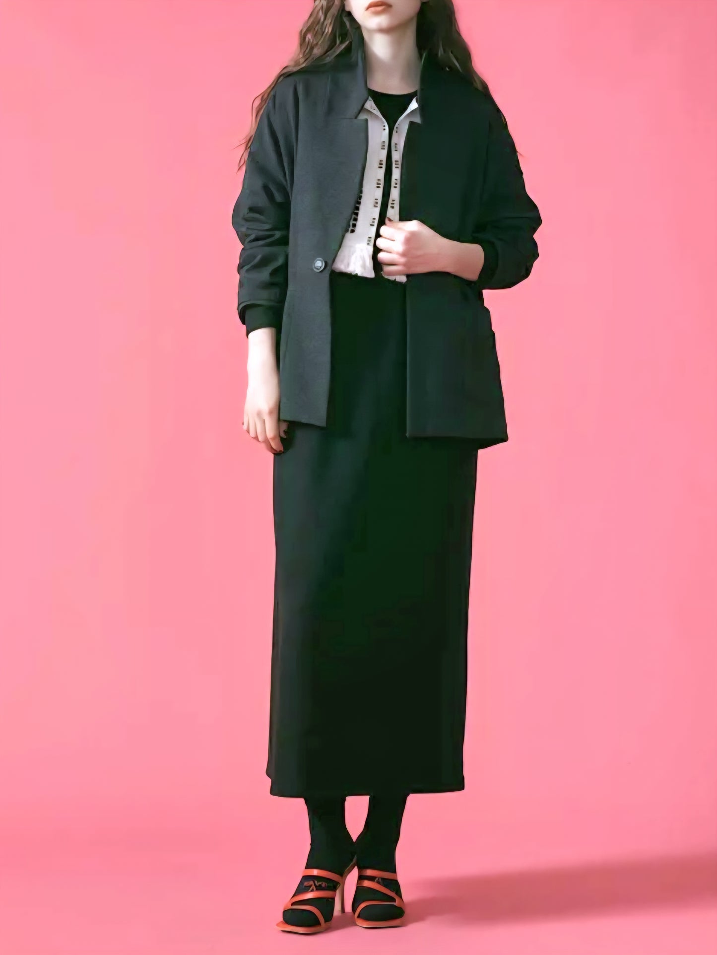 LE MELANGE　ウールコットンジャージコクーンテーラードジャケット