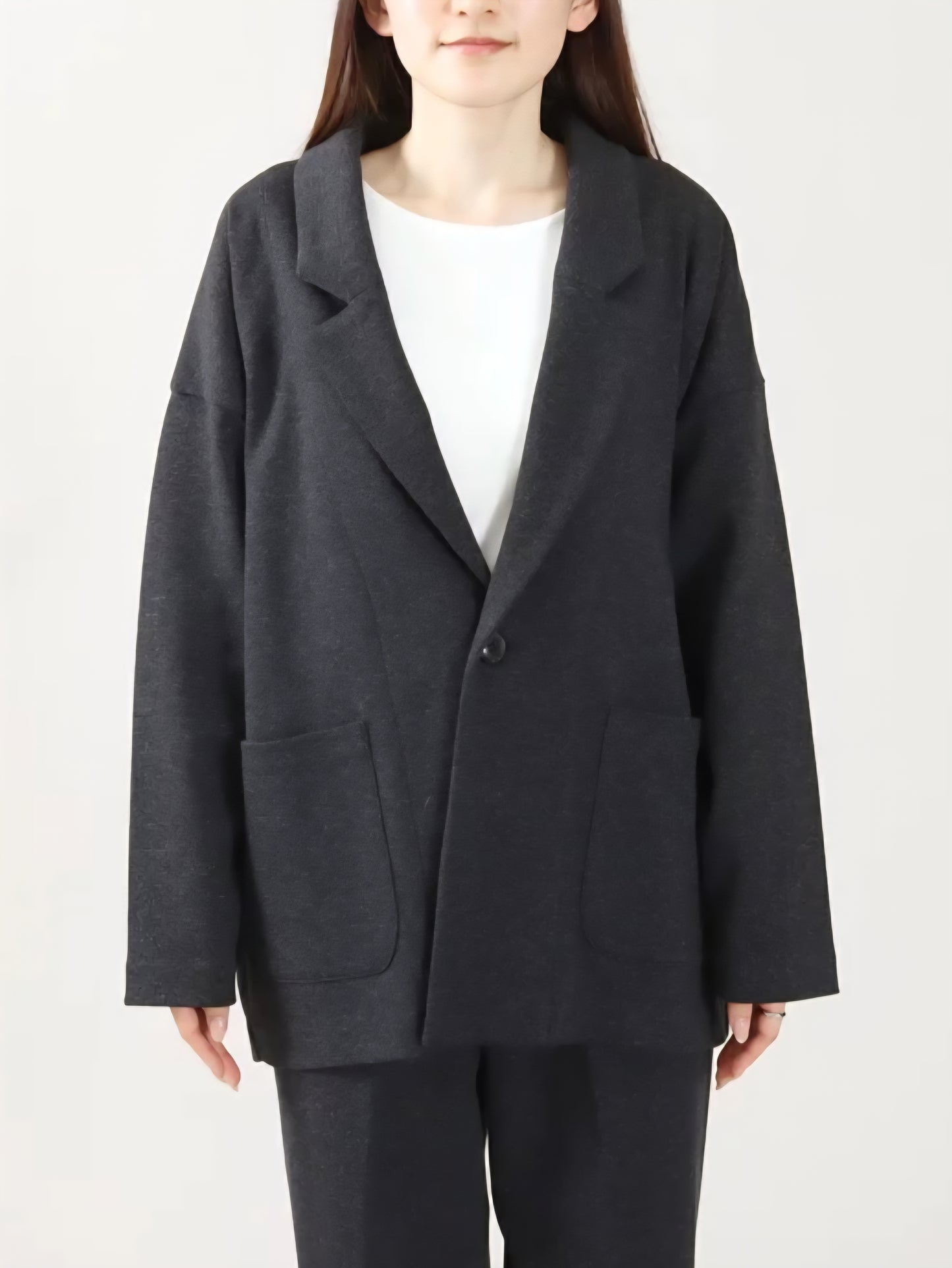 LE MELANGE　ウールコットンジャージコクーンテーラードジャケット