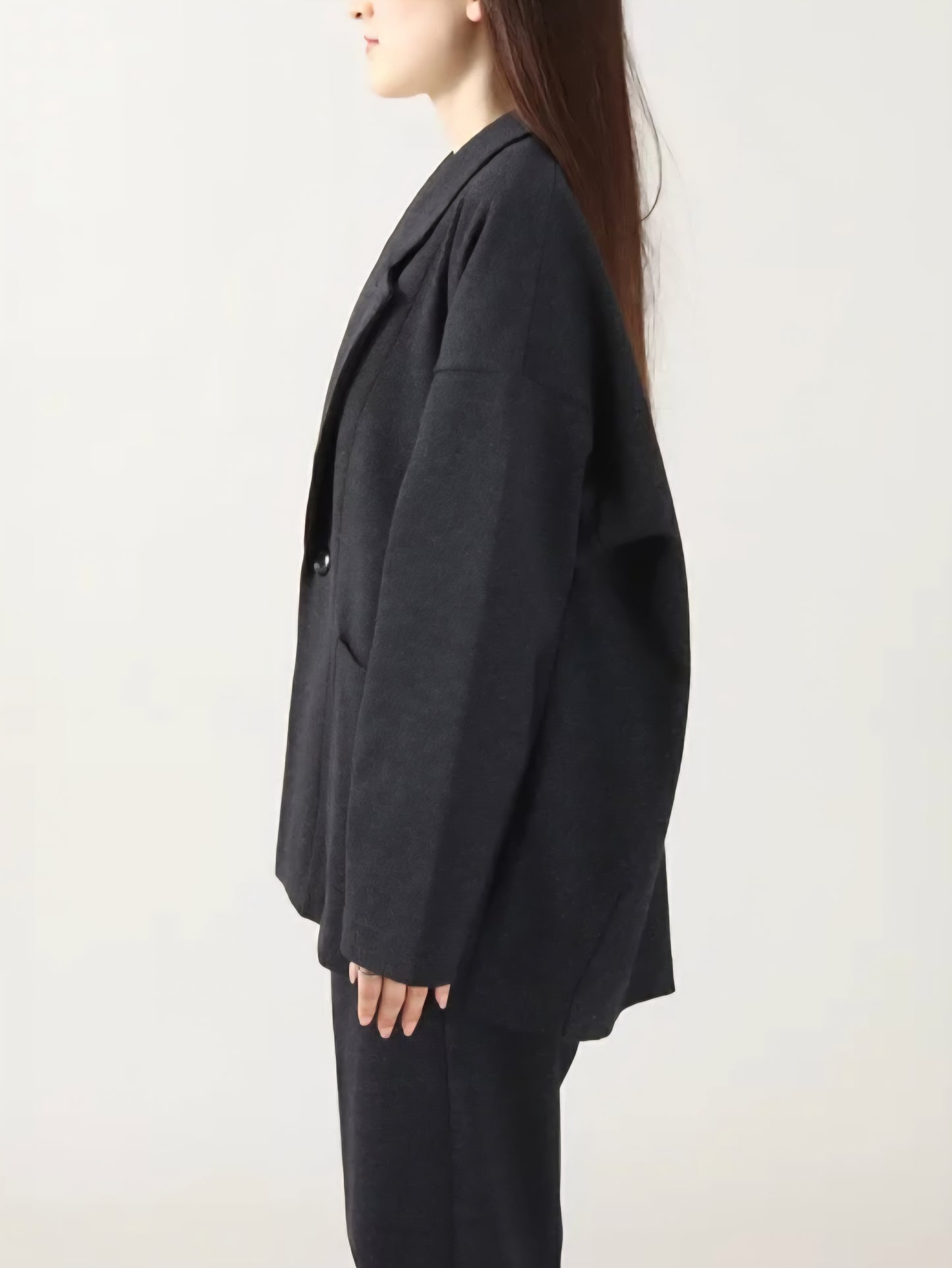 LE MELANGE　ウールコットンジャージコクーンテーラードジャケット
