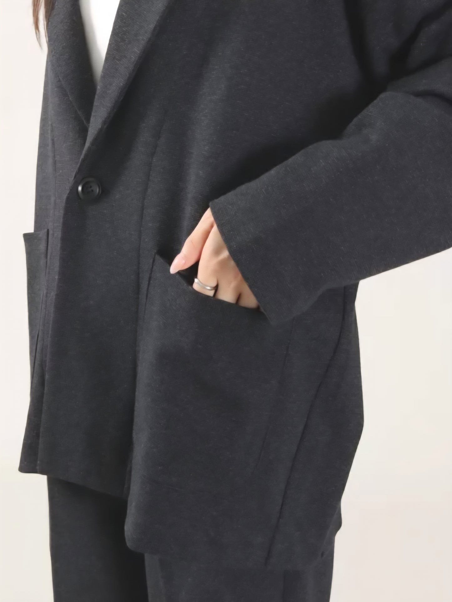 LE MELANGE　ウールコットンジャージコクーンテーラードジャケット