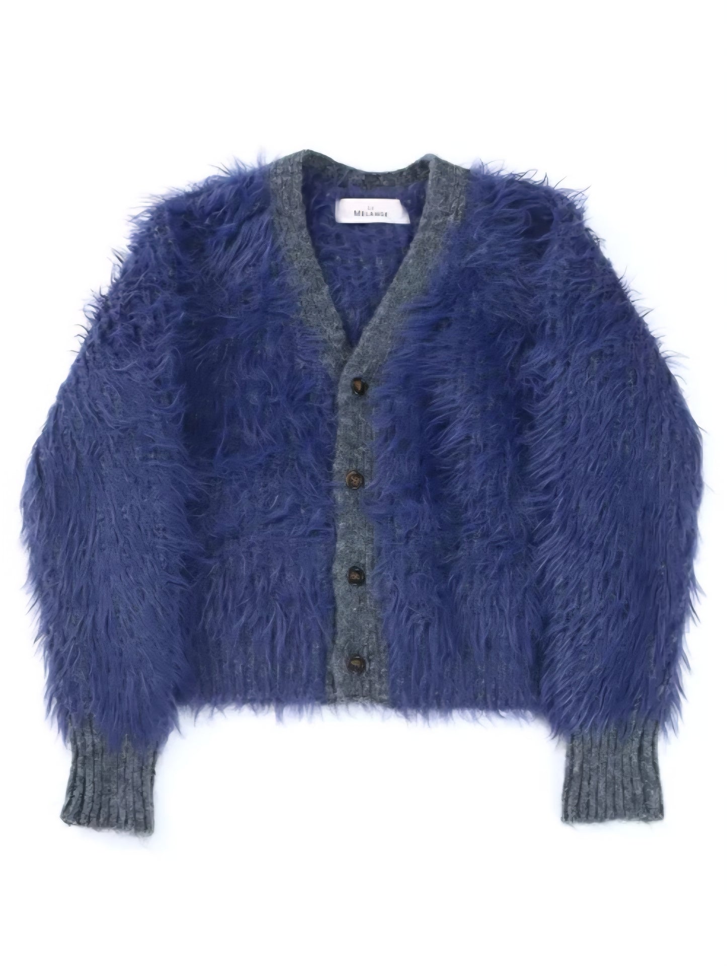 LE MELANGE　バイカラシャギーカーディガン