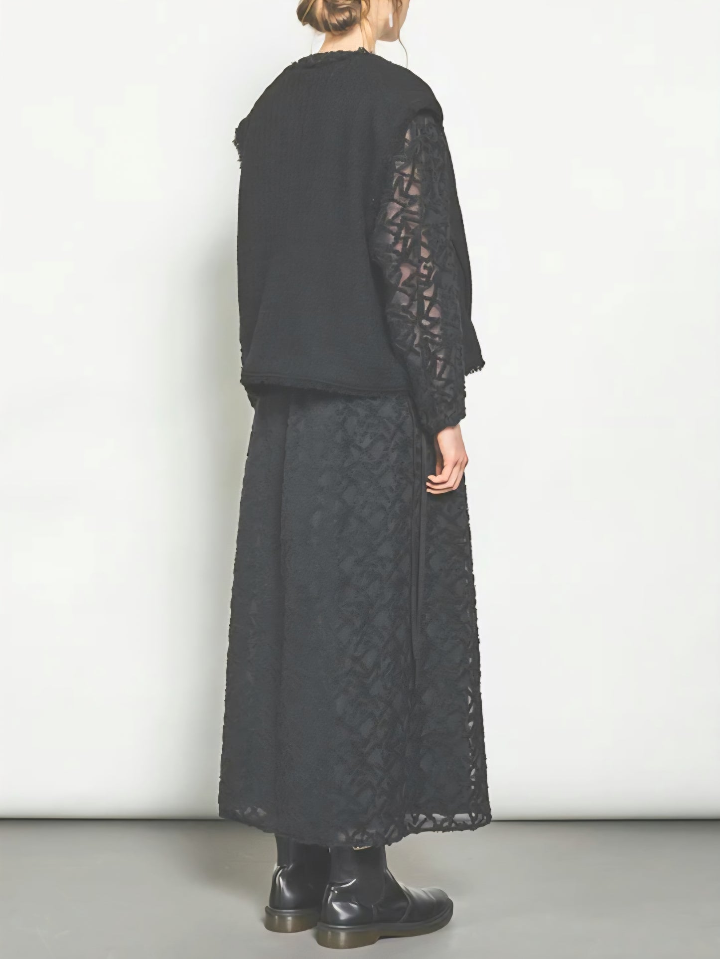 STELLA CIFFON　ワッフルツイードフリンジコクーンショートジレ