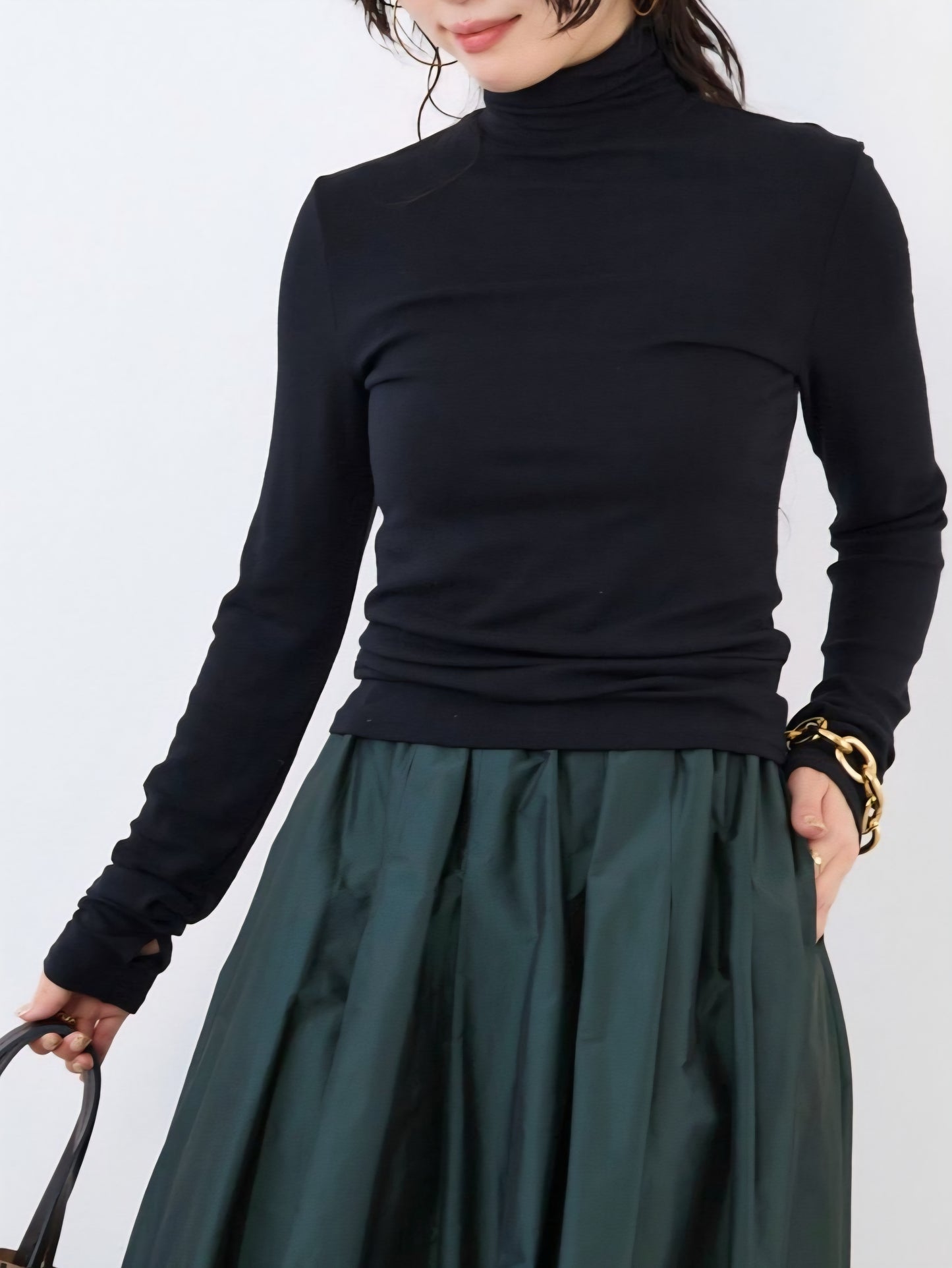 MICA&DEAL　とろけるテレコリブくしゅタートルカットソー