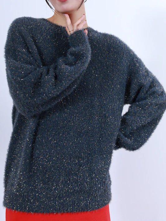 TORRAZZO DONNA　ラメフリンジシャギーもちもちニット