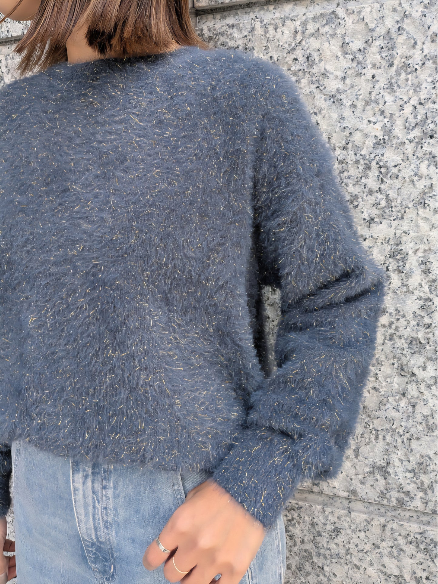 TORRAZZO DONNA　ラメフリンジシャギーもちもちニット