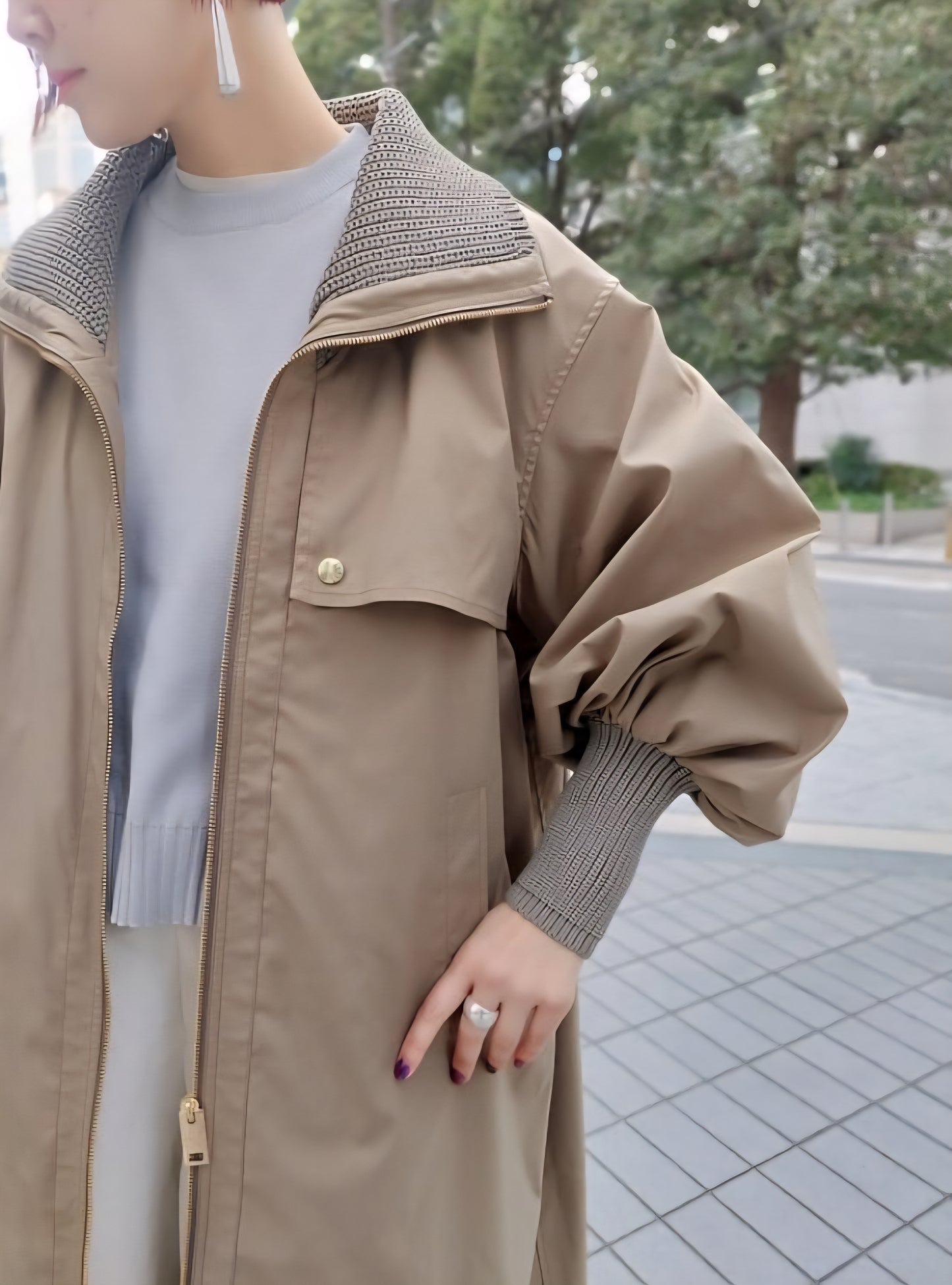 1％　BIGリブ中綿ツイルコート