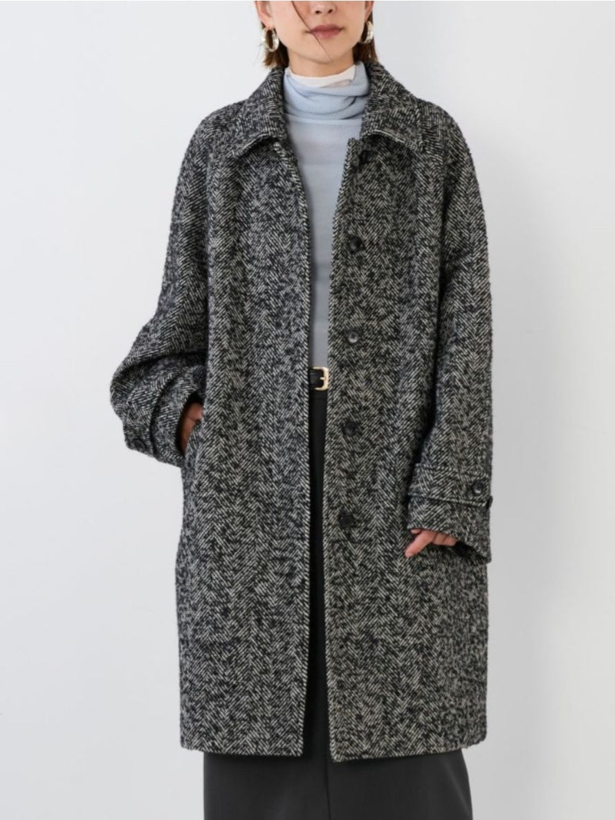 MICA&DEAL 　ステンカラーヘリンボーンウールコート