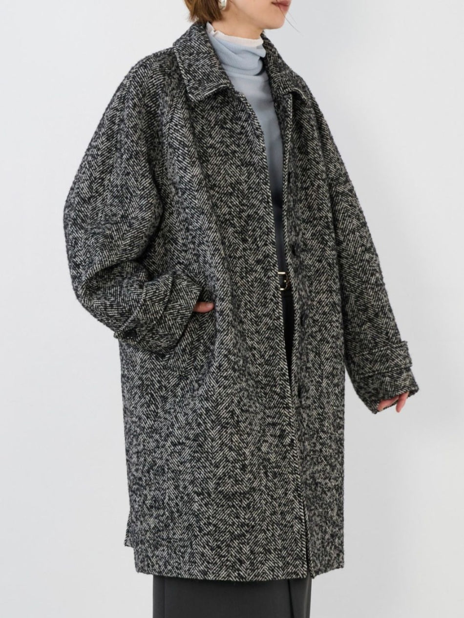 MICA&DEAL 　ステンカラーヘリンボーンウールコート