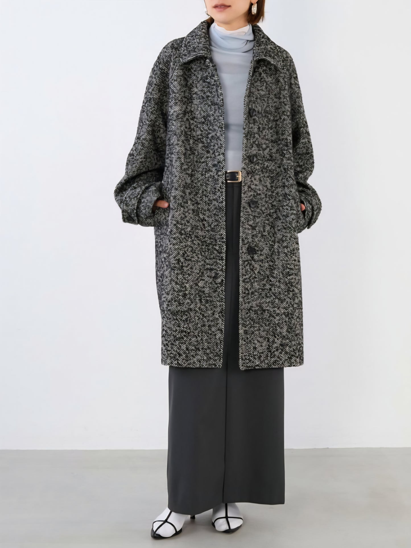 MICA&DEAL 　ステンカラーヘリンボーンウールコート