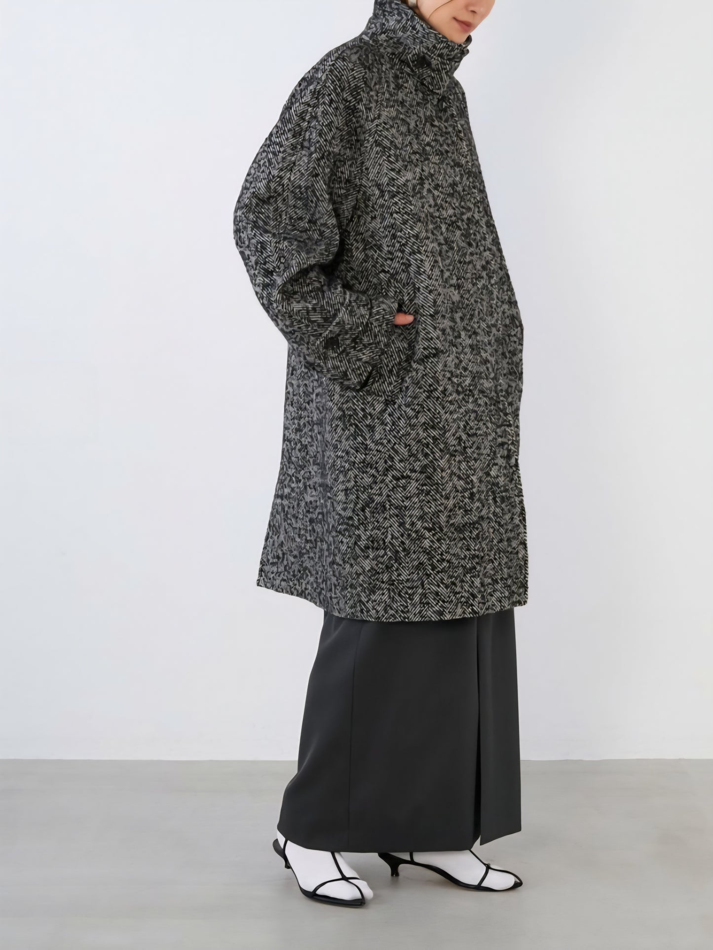 MICA&DEAL 　ステンカラーヘリンボーンウールコート