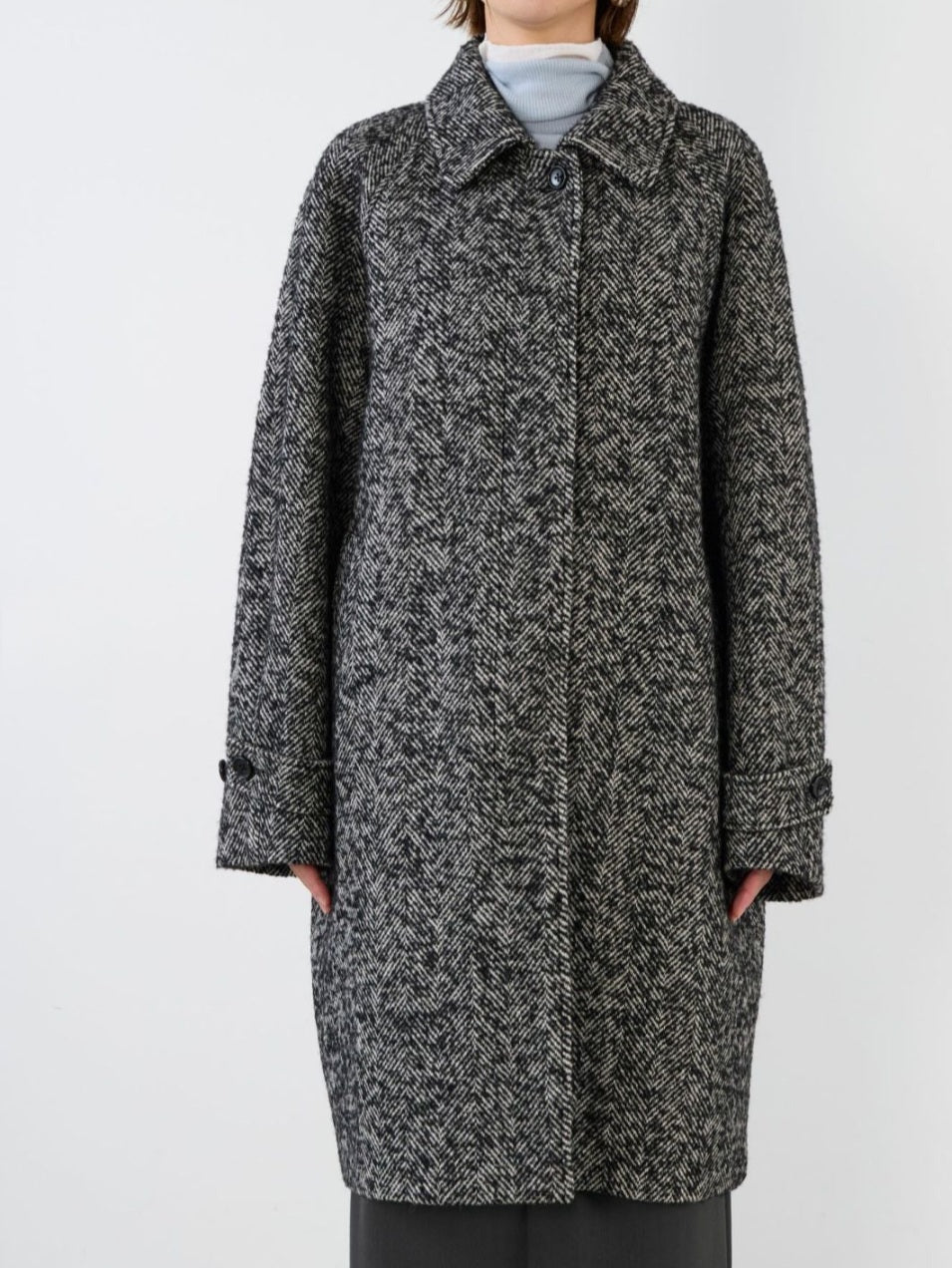 MICA&DEAL 　ステンカラーヘリンボーンウールコート