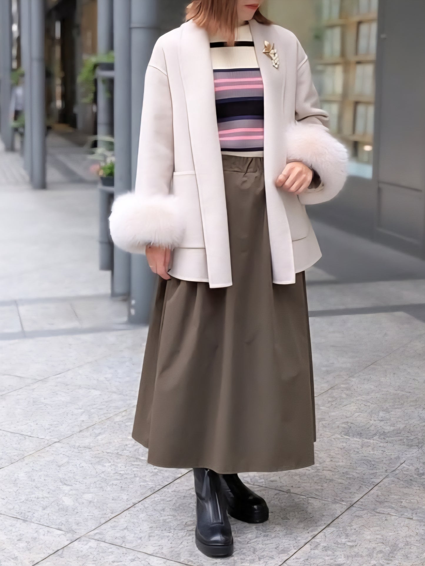 trois　ソフトテレコリブハイネックニット