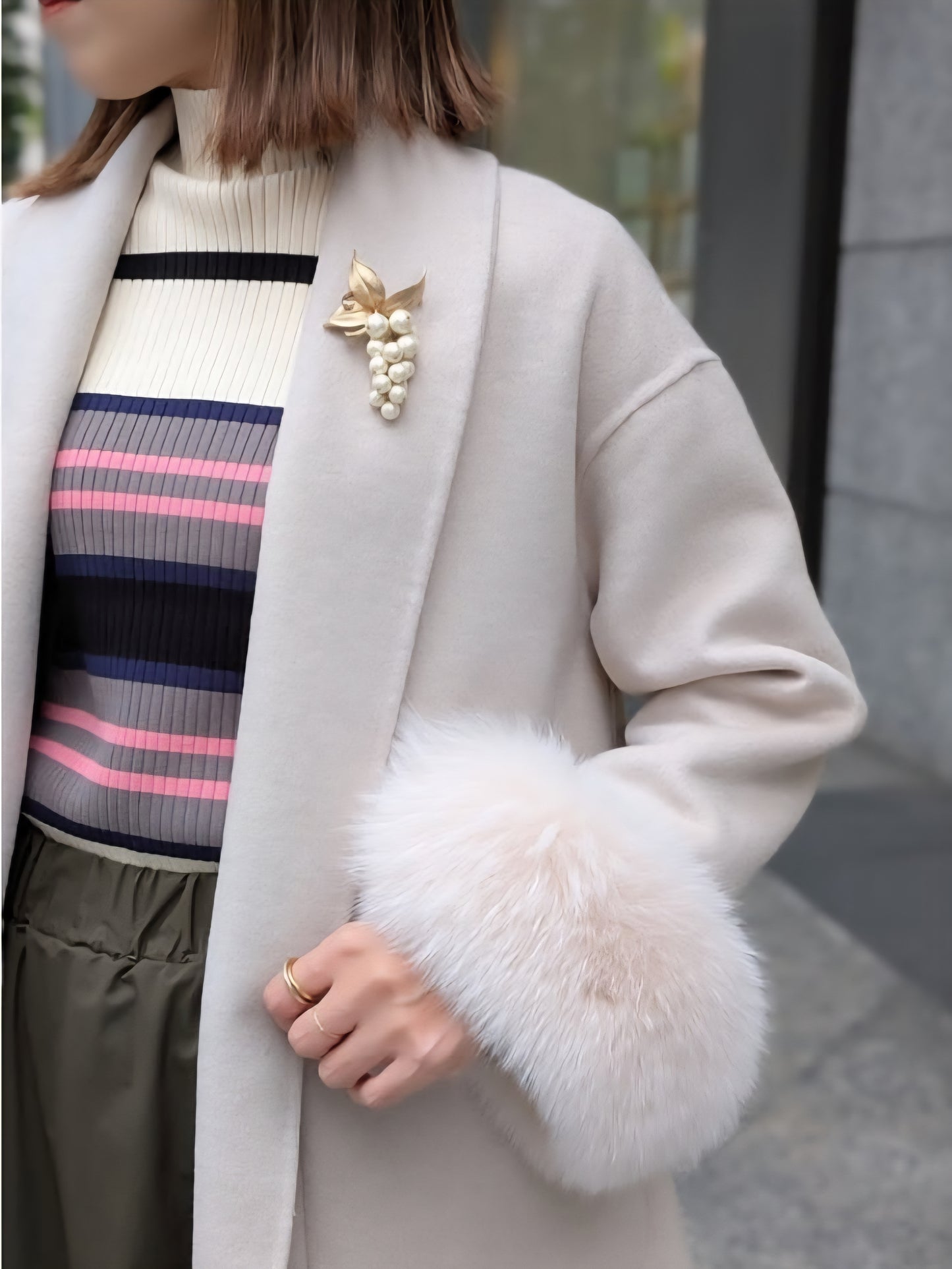 trois　ソフトテレコリブハイネックニット