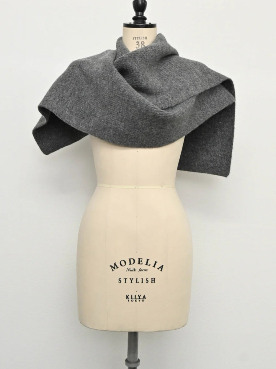 trois　畦編みフーディマフラー