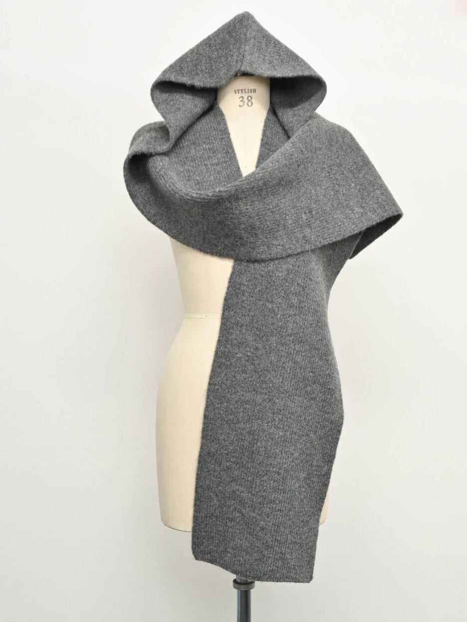 trois　畦編みフーディマフラー