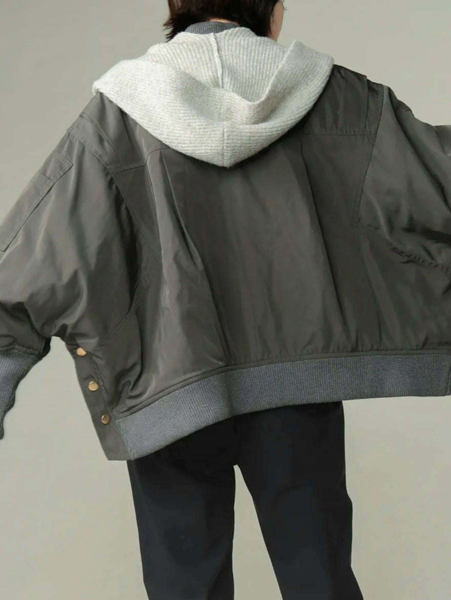 trois　畦編みフーディマフラー