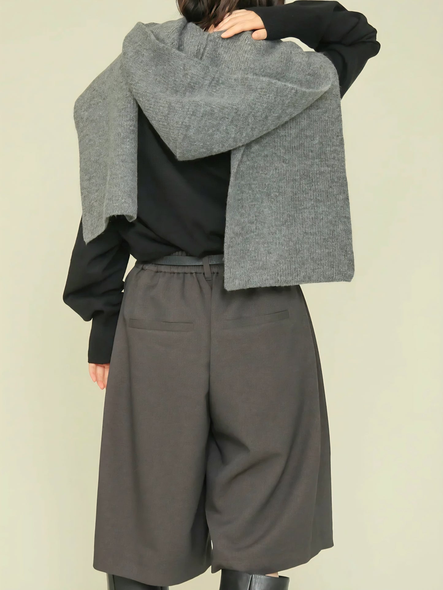 trois　畦編みフーディマフラー