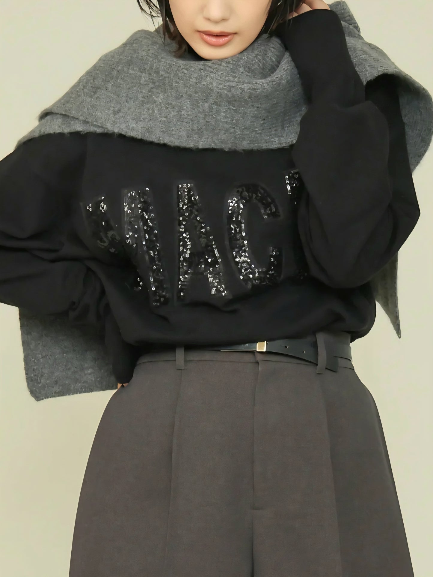 trois　畦編みフーディマフラー