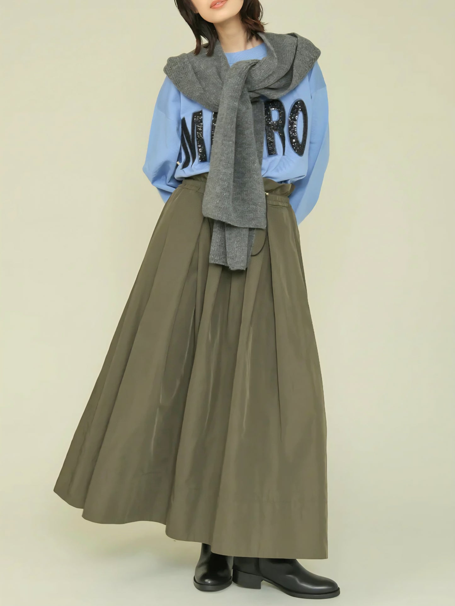 trois　畦編みフーディマフラー