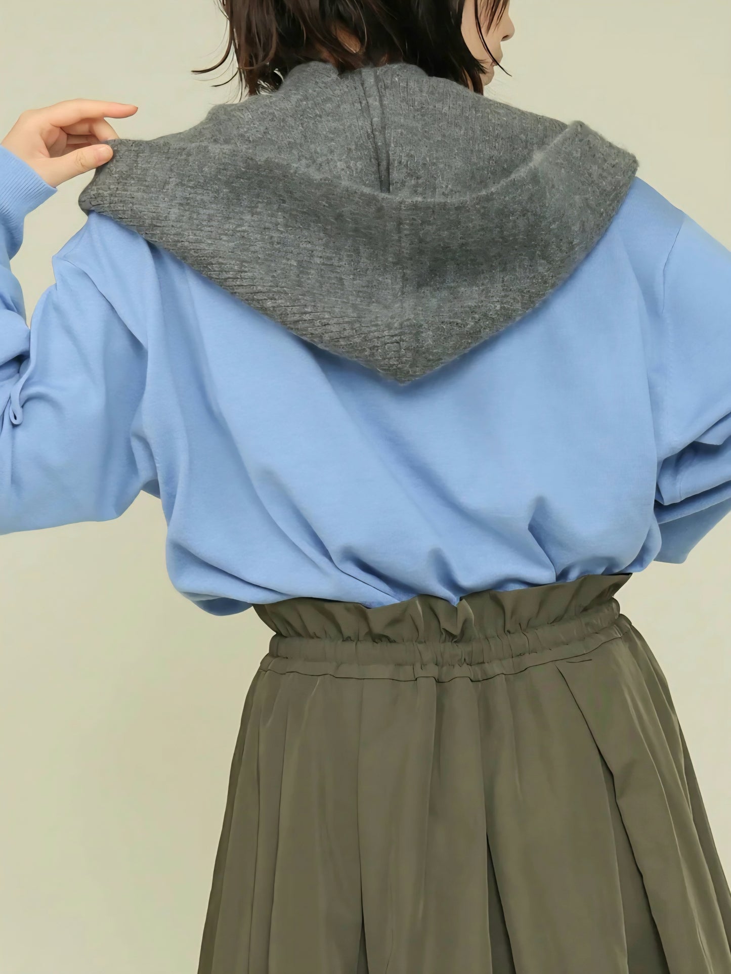 trois　畦編みフーディマフラー