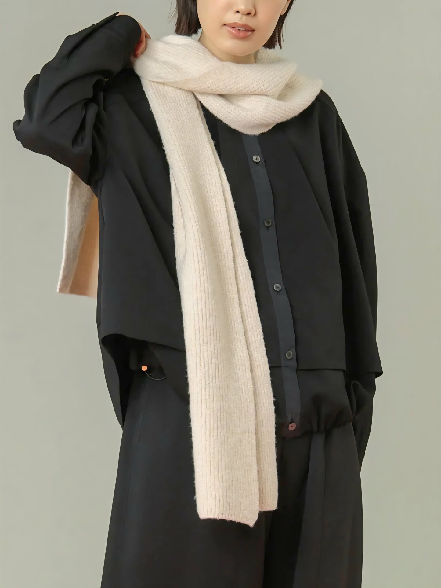 trois　畦編みフーディマフラー