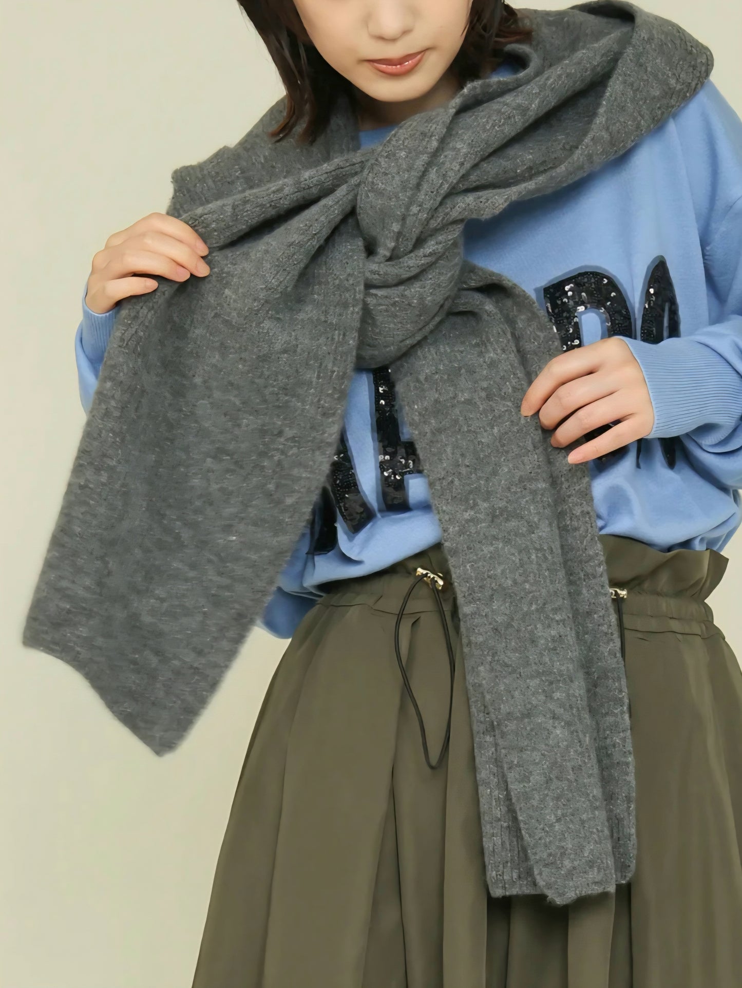 trois　畦編みフーディマフラー