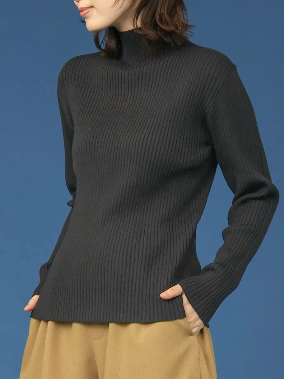 trois　ソフトテレコリブハイネックニット