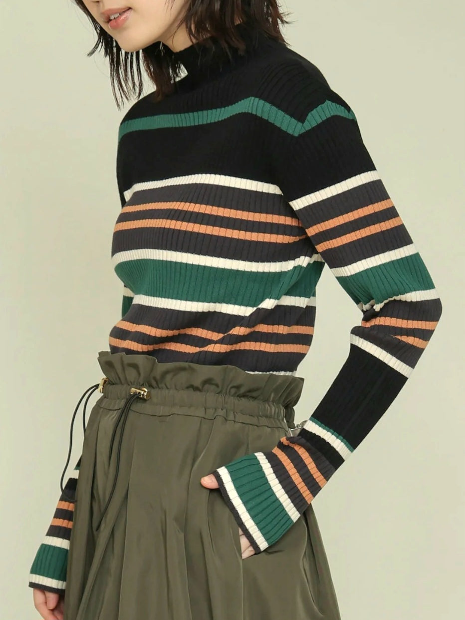 trois　ソフトテレコリブハイネックニット