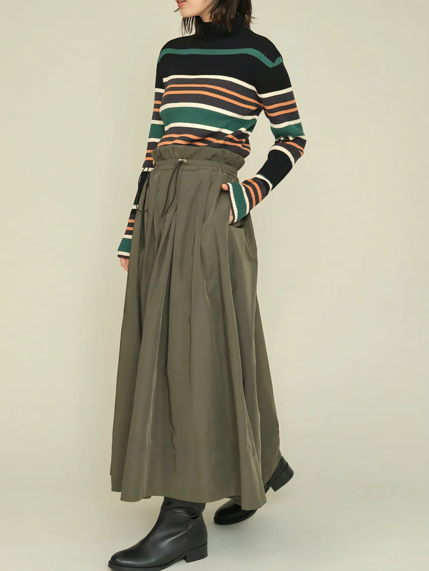 trois　ソフトテレコリブハイネックニット