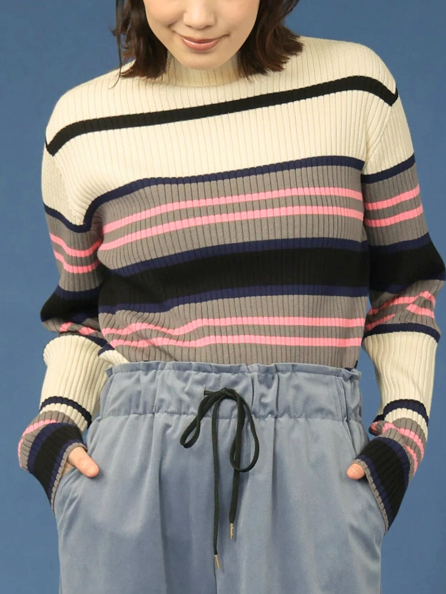 trois　ソフトテレコリブハイネックニット