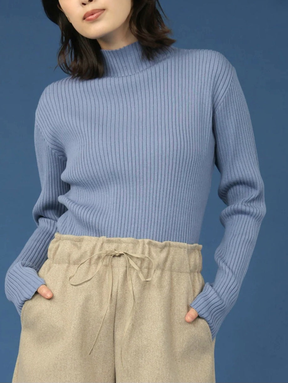 trois　ソフトテレコリブハイネックニット