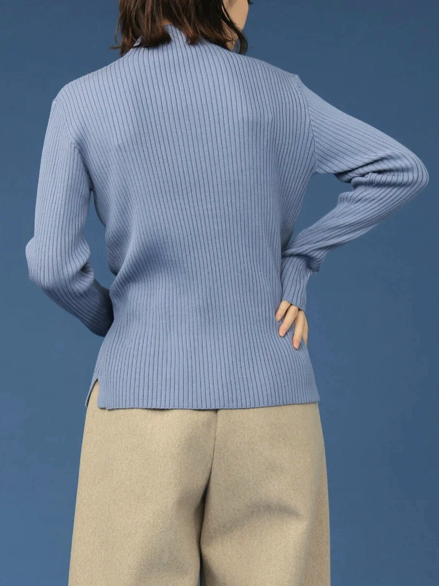 trois　ソフトテレコリブハイネックニット