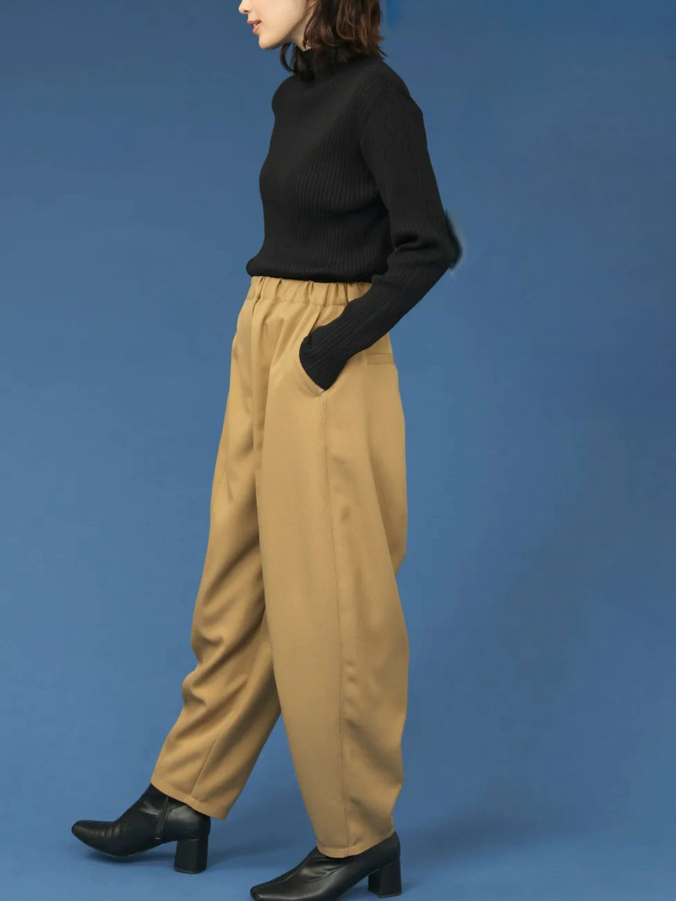 trois　ソフトテレコリブハイネックニット