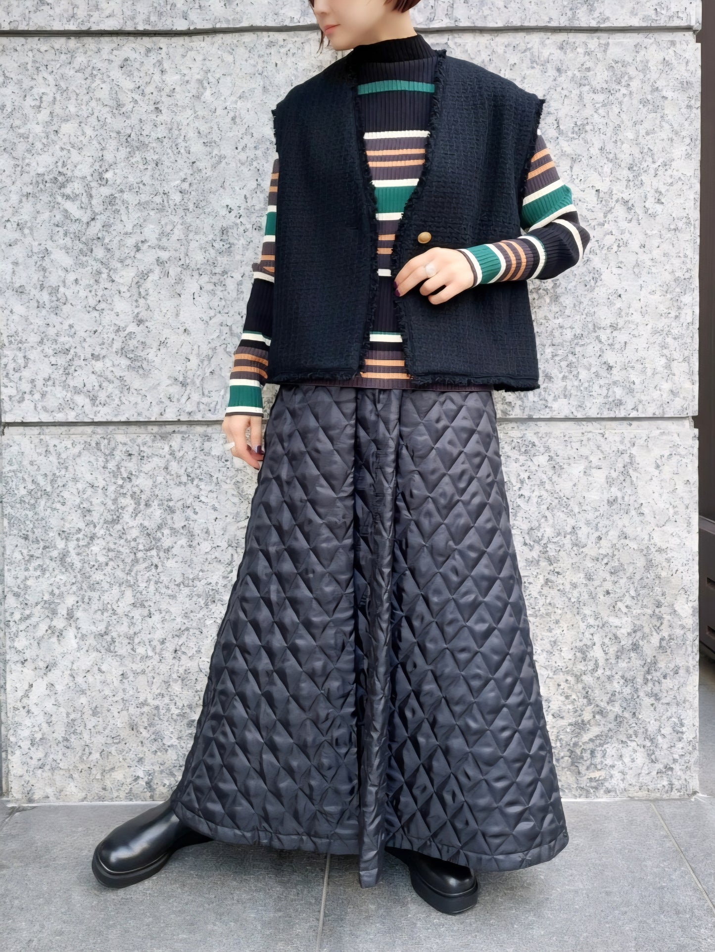 trois　ソフトテレコリブハイネックニット