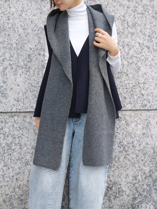 trois　畦編みフーディマフラー