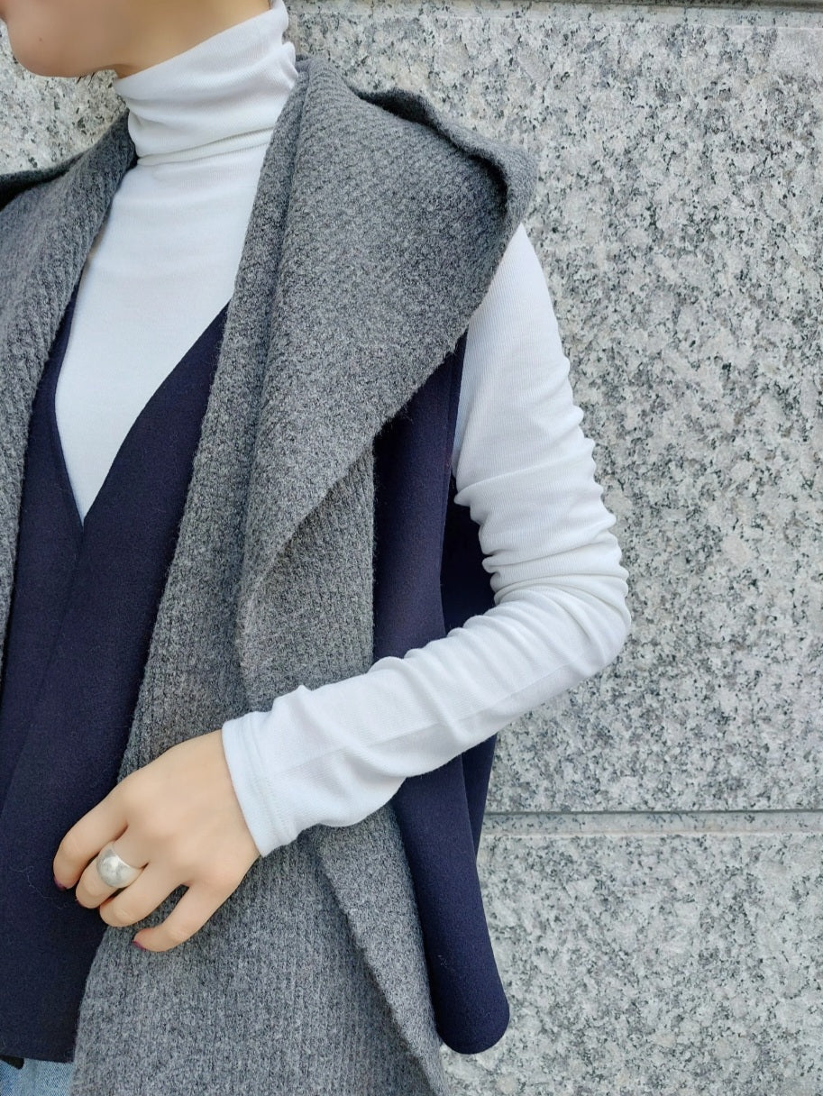 trois　畦編みフーディマフラー