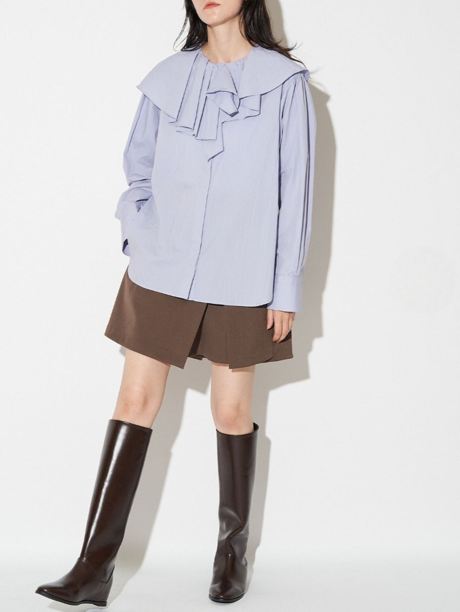 ELENDEEK　アシメラッフルカラーブラウス