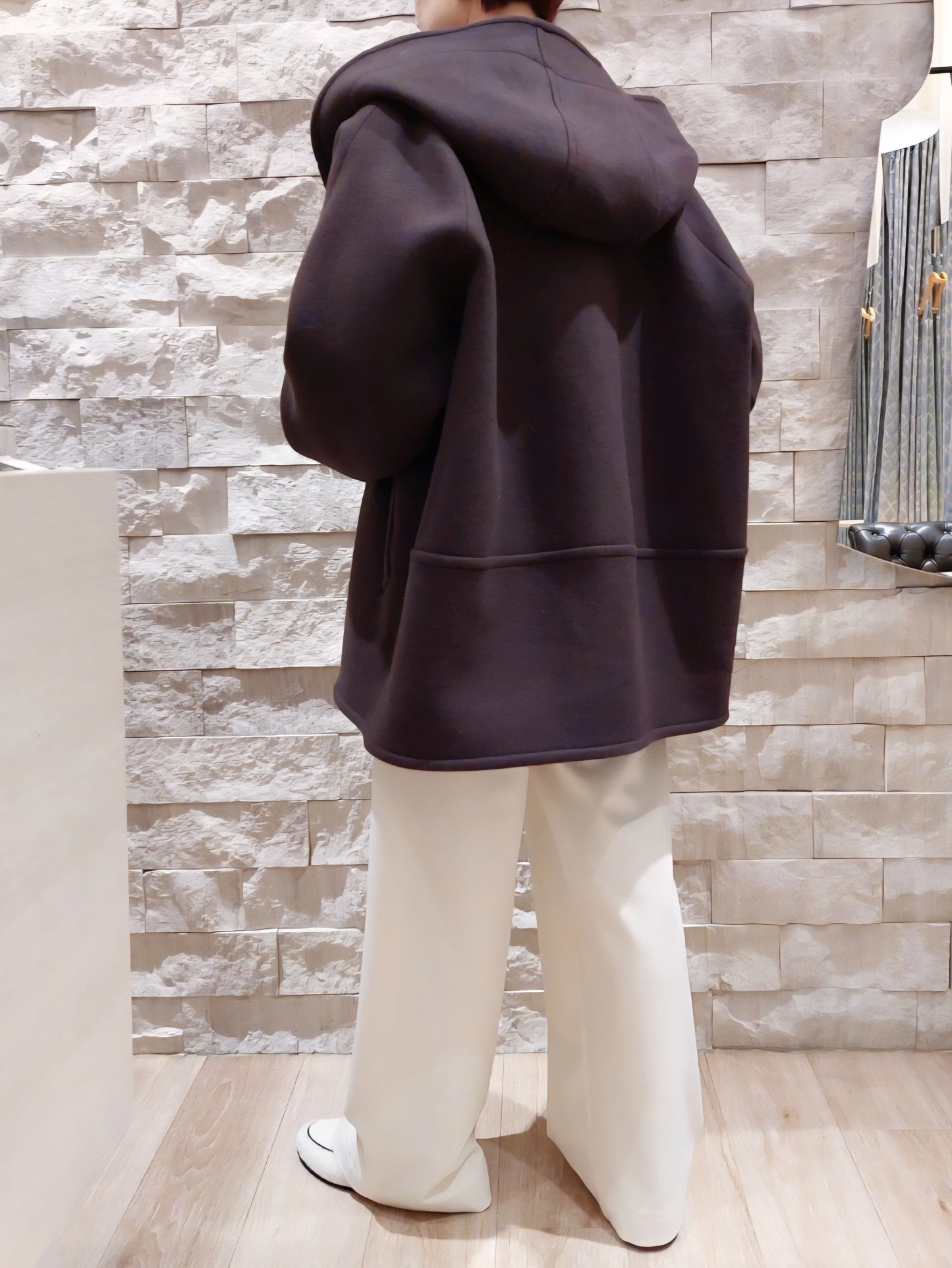 LE MELANGE　ライトウェイトウールメルトンフーディコート