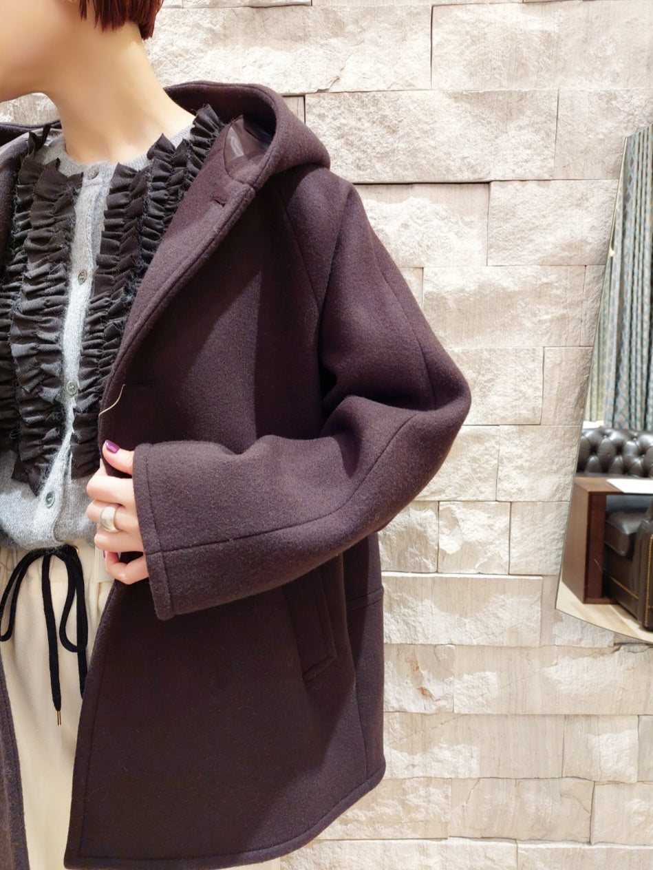 LE MELANGE　ライトウェイトウールメルトンフーディコート