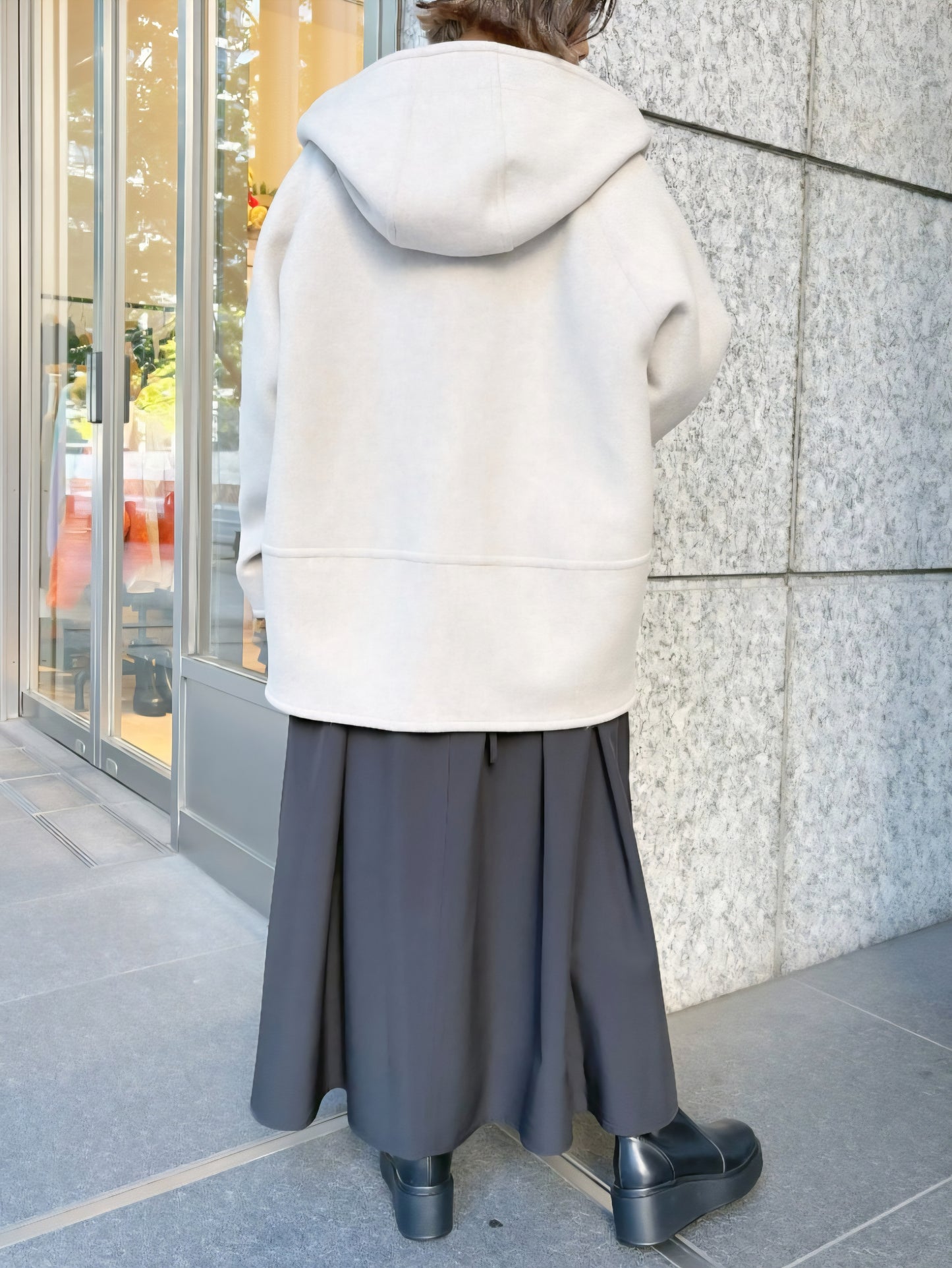 LE MELANGE　ライトウェイトウールメルトンフーディコート