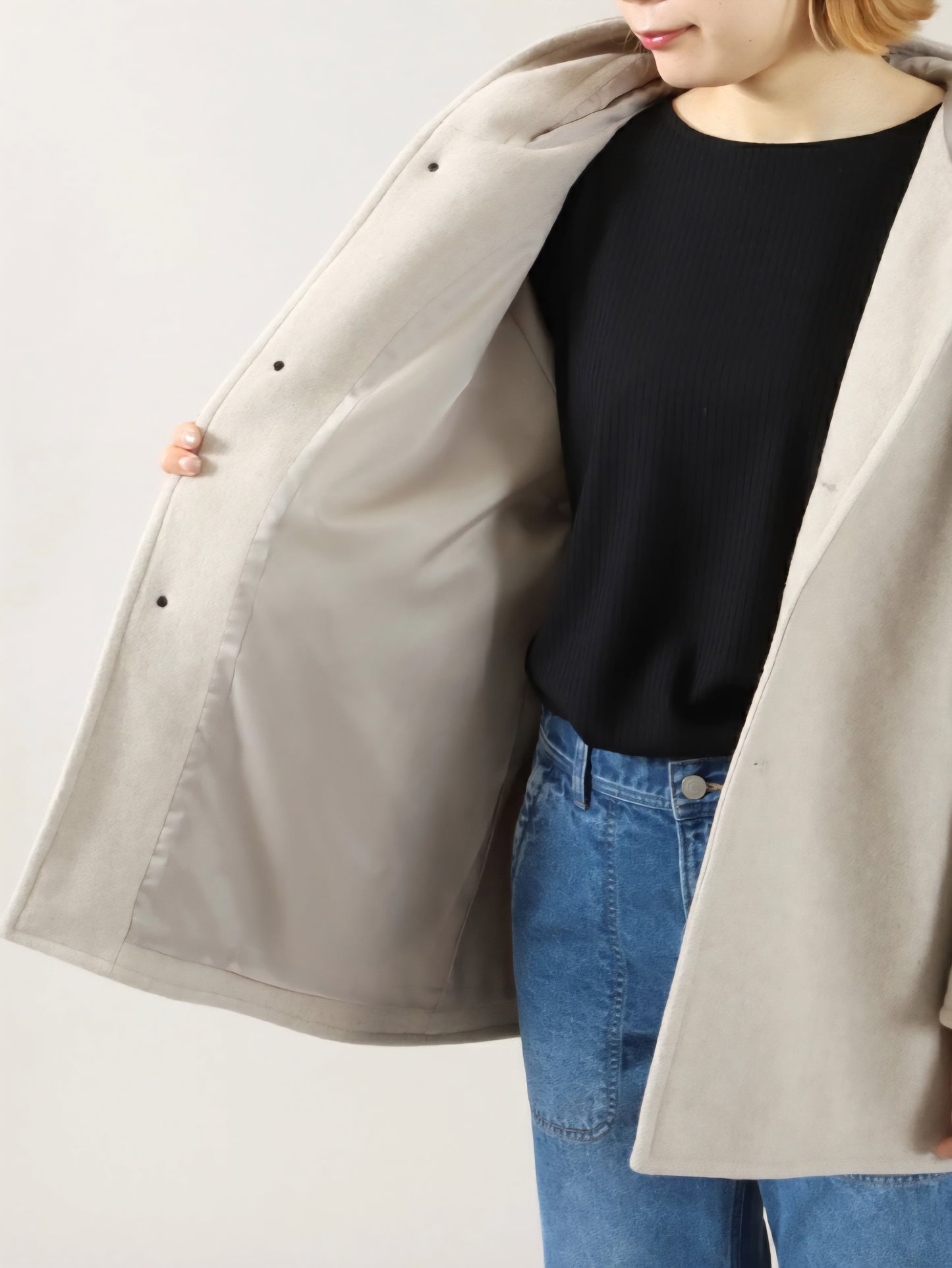 LE MELANGE　ライトウェイトウールメルトンフーディコート