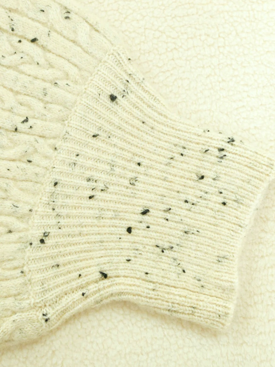 trois　MIXニット×ふわもこボア切替プルオーバー