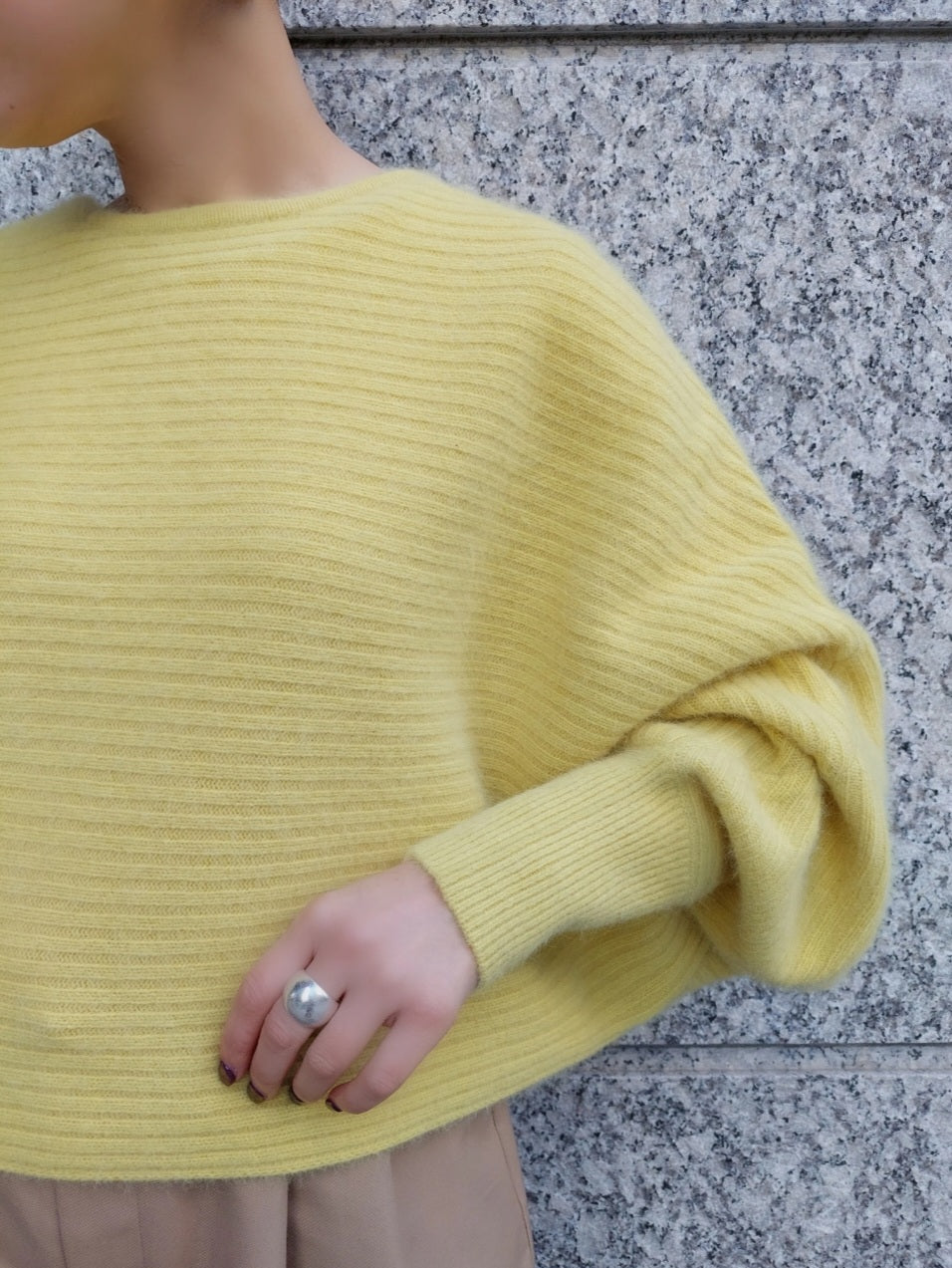 【SALE】LILLY LYNQUE  フォックス×ヤク畦編みショートドルマンニット