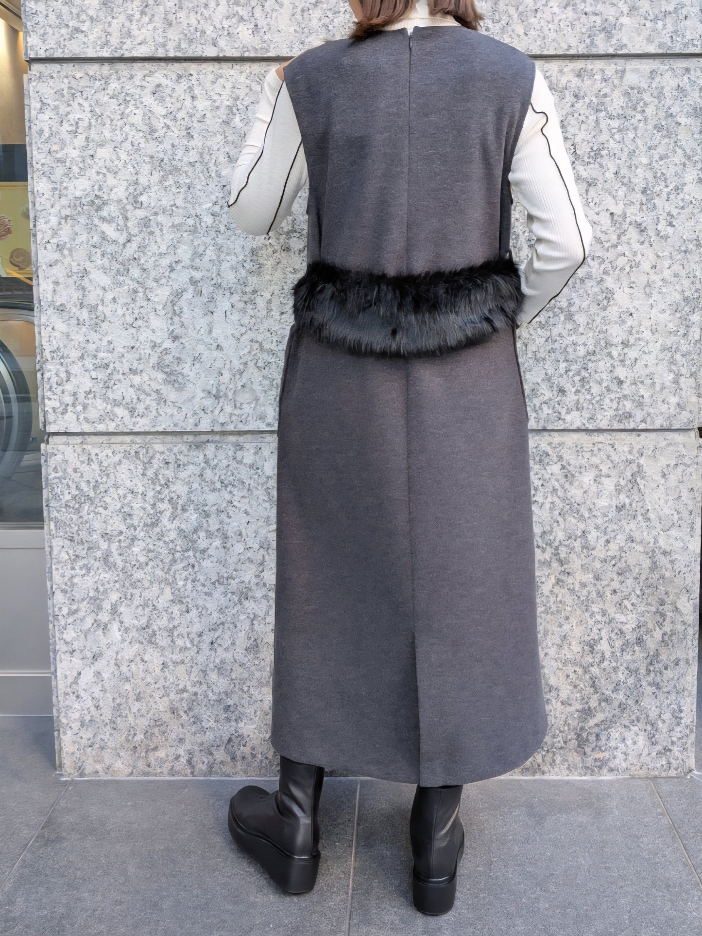 【SALE】BRAHMIN ウールライクVネックジャンパースカート