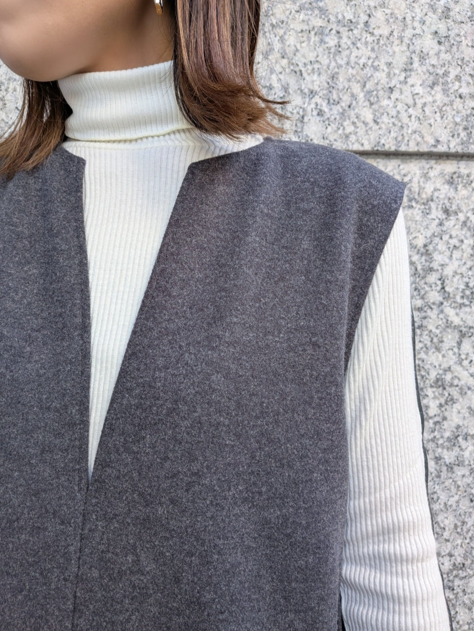 【SALE】BRAHMIN ウールライクVネックジャンパースカート