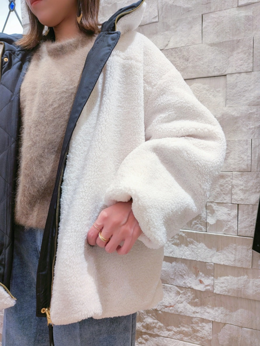 【SALE】PASSIONE ボア×キルティング2WAYスタンドカラーコート