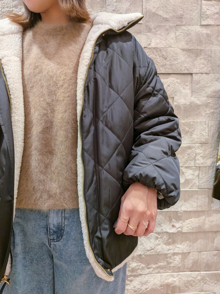 【SALE】PASSIONE ボア×キルティング2WAYスタンドカラーコート